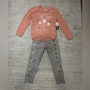 NWT Nannette Girls 2pc Unicorn Sweater Leggings Set 6X